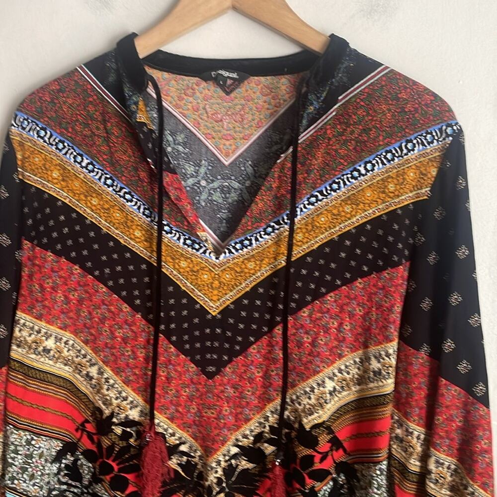 Desigual Lucia Chevron Patchwork Boho Blouse - image 5
